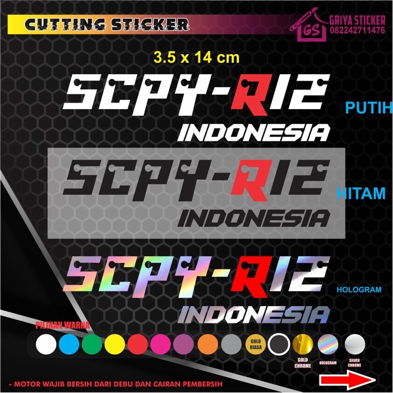 Cutting Sticker SCPY-R12 INDONESIA stiker scoopy R12 viral