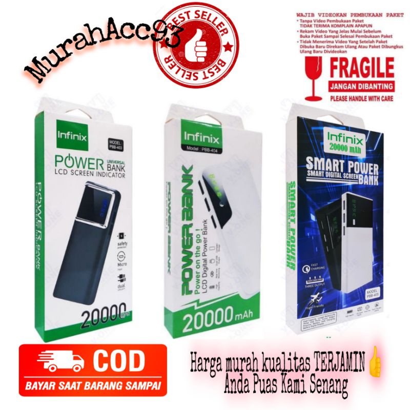 [MA] PB Powerbank Power Bank Infinix 20000mah PBB 403 PBB 404 PBB 405 Murah Kapasitas 20000 mAh PBB-