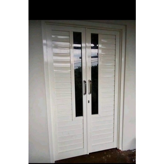 pintu aluminium 2 daun pintu tarung komplit 210x120