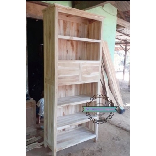 Rak Dapur Kayu Jati - Rak Lemari Gerabah Model Simpel - Mentahan