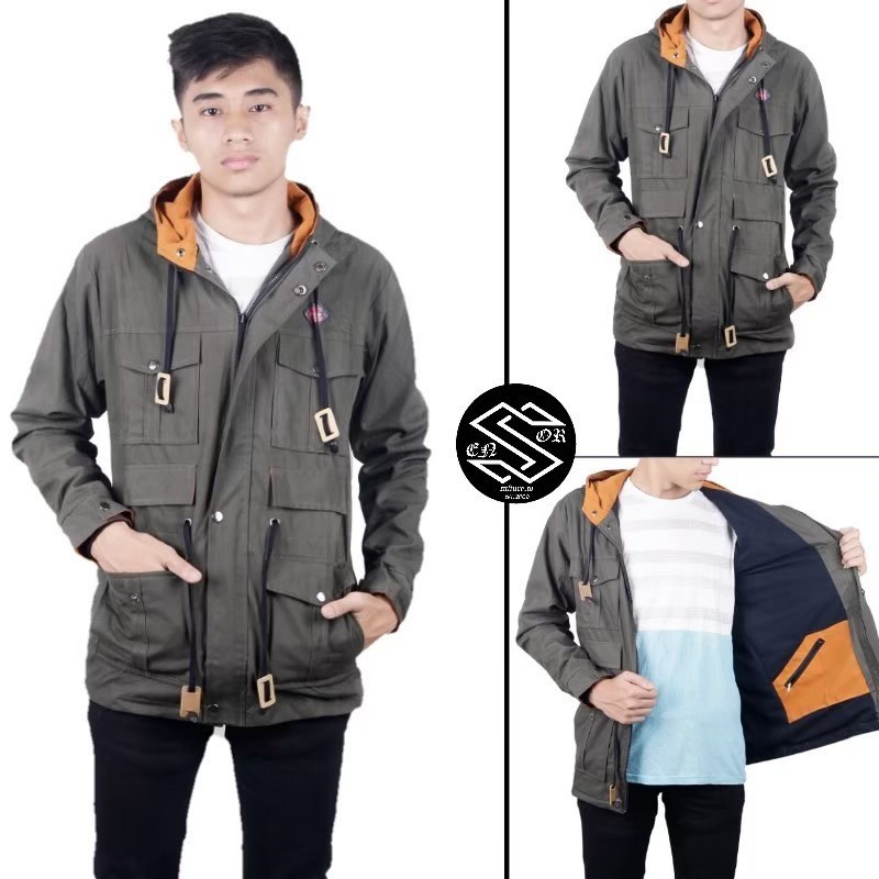 [Bayar Di Tempat / COD] Jaket Parka Suede Mat Canvas Tebal Original Sensor