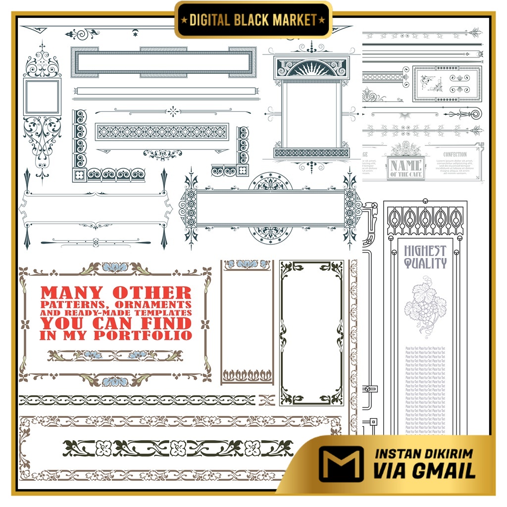 Vintage Decor Frames Set Vector - Coreldraw