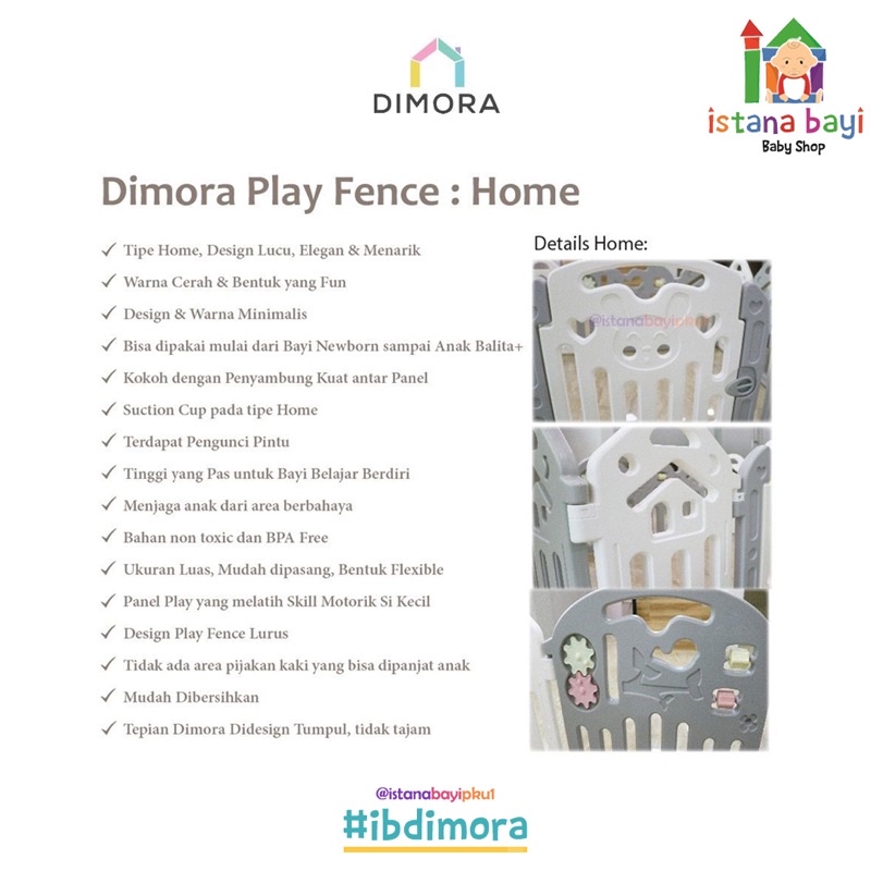 Dimora Fence PLAY 8 + 2 - Pink &amp; White Color Panel - Pagar pengaman anak