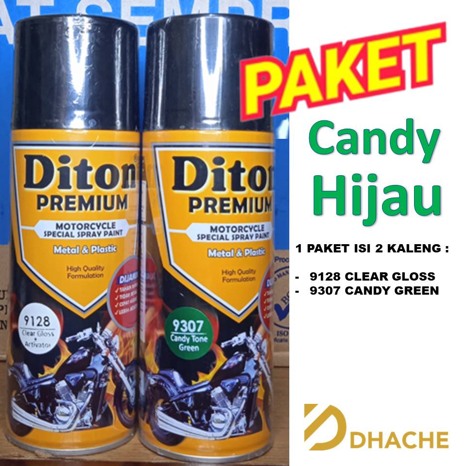 PAKET HEMAT 9307 Candy Tone Green Cat Pilox Diton Premium 400ml warna cendi kendy hijau ijo pylox