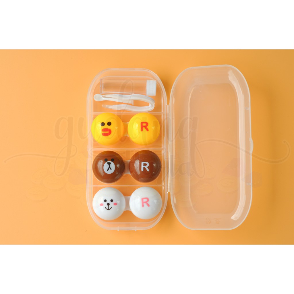 Tempat Softlens 3 IN 1 Karakter Bebek Bear Kelinci Rabbit Kotak Lensa Mata Case Box Unik GH 502112