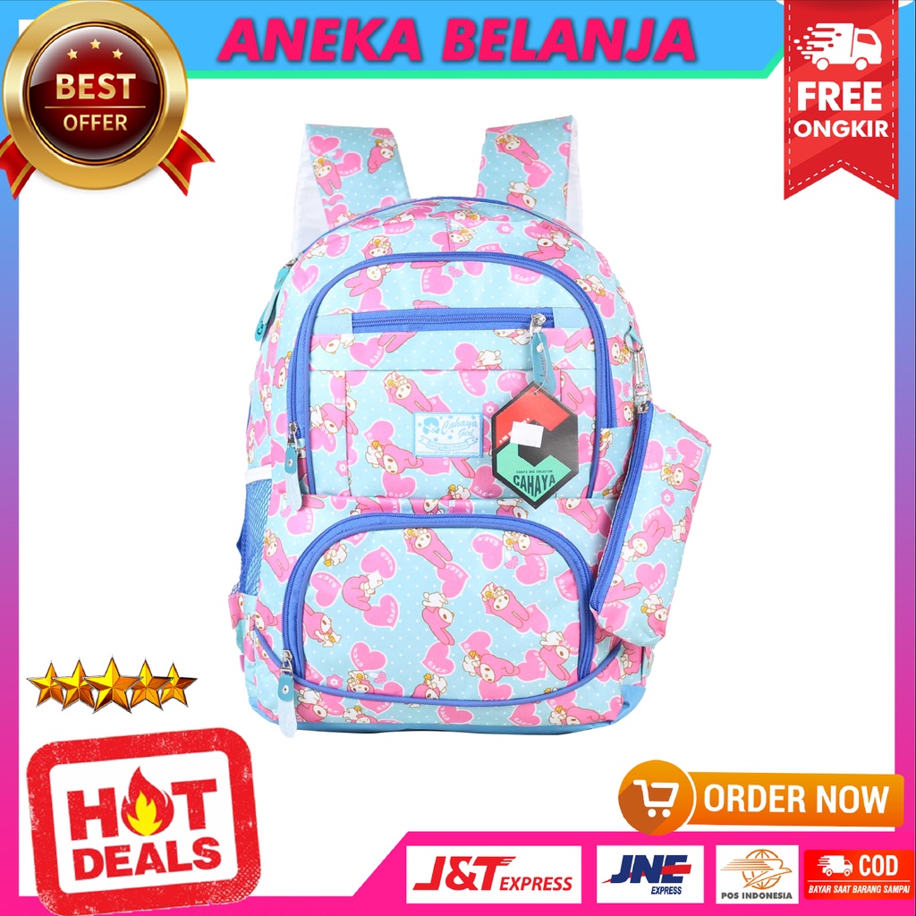 Tas Ransel Cewek Cahaya Boneka Pink Biru Tas Sekolah Murah Model Kekinian Berkualitas Free Raincover