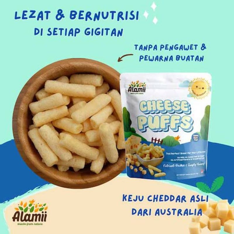 Alamii puff snack mpasi bayi cheese puffs peanut butter puffs sweet corn puffs