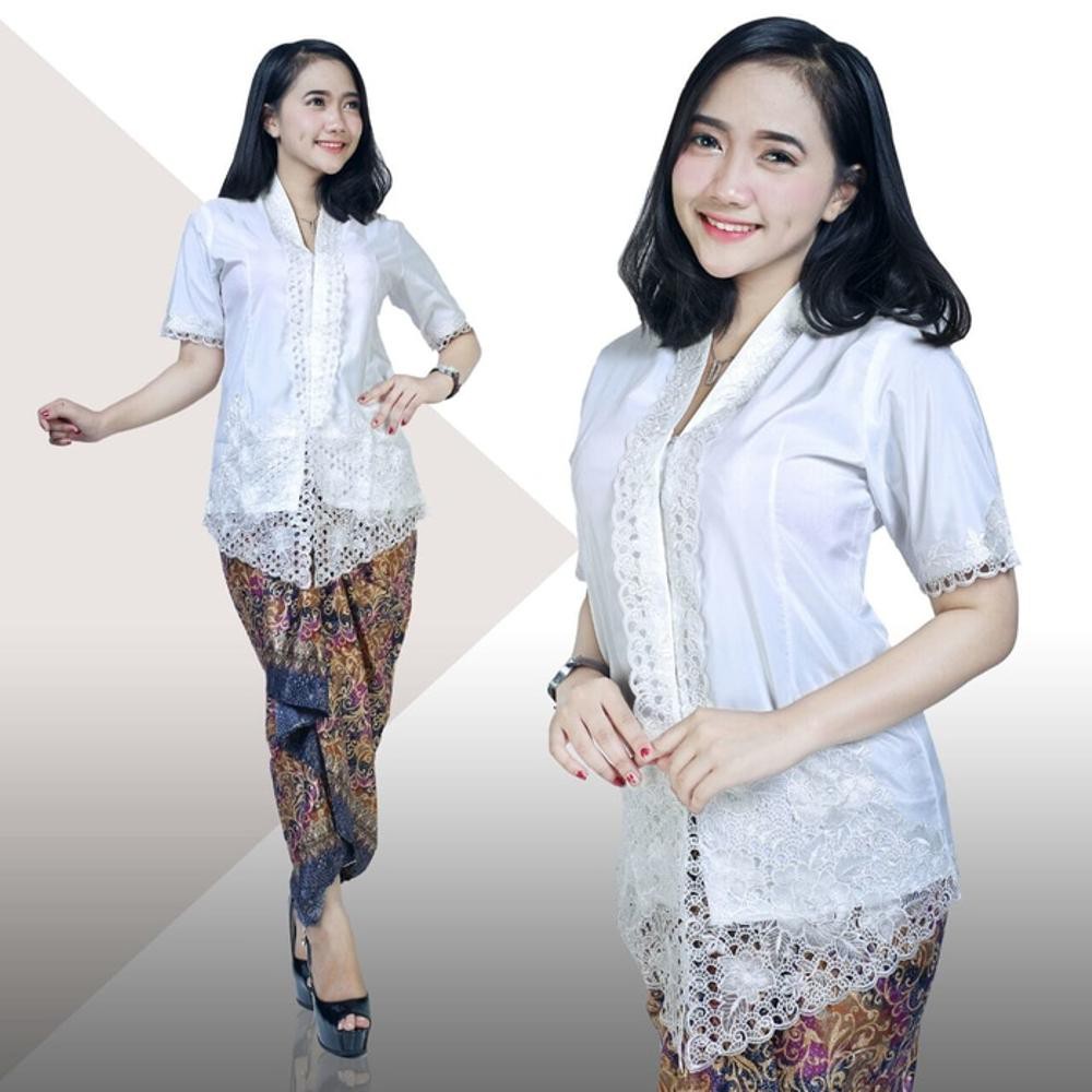 kebaya encim putih lengan pendek