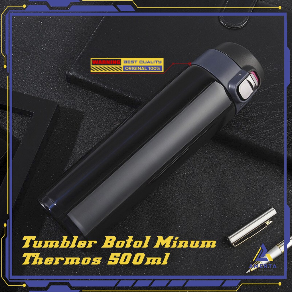 Lovers Tumbler Botol Minum Thermos 500ml Black