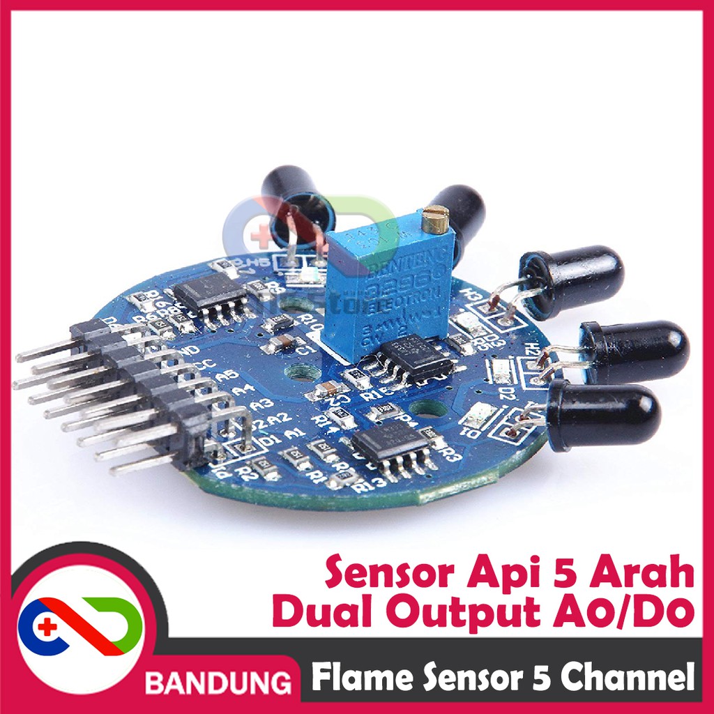 INFRARED IR FLAME SENSOR API 5 ARAH FIRE SENSOR MODULE 5 CHANNEL DUAL OUTPUT ANALOG DIGITAL