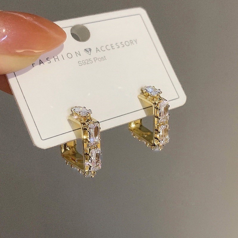 Square crystal earrings