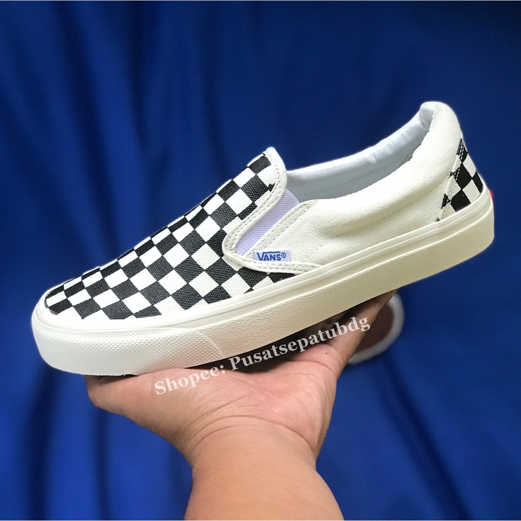 Sepatu Vans Slip On Premium Checkerboard Black White