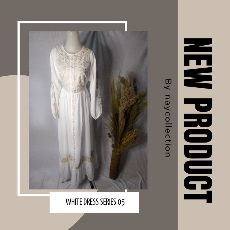 GAMIS PUTIH/DRESS PUTIH/JUBAH PUTIH WANITA PREMIUM MURAH ELEGAN SIMPLE