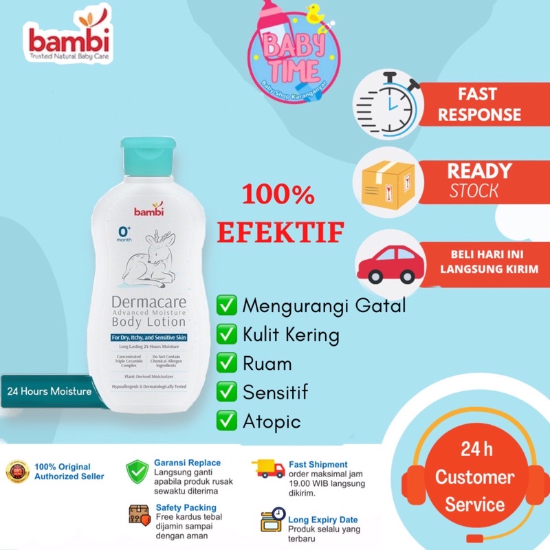 Bambi Lotion Bayi Sensitif Bambi Baby Dermacare Advanced Moisture Body Lotion