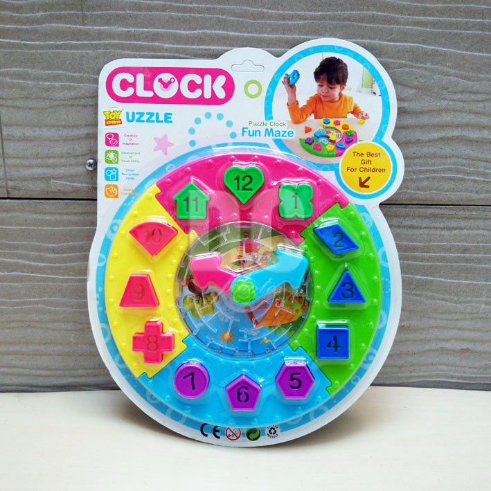 Mainan Edukatif Anak Puzzle Clock Geometri Fun Maze | Mainan Jam Puzzle | Belajar Jam &amp; Bentuk