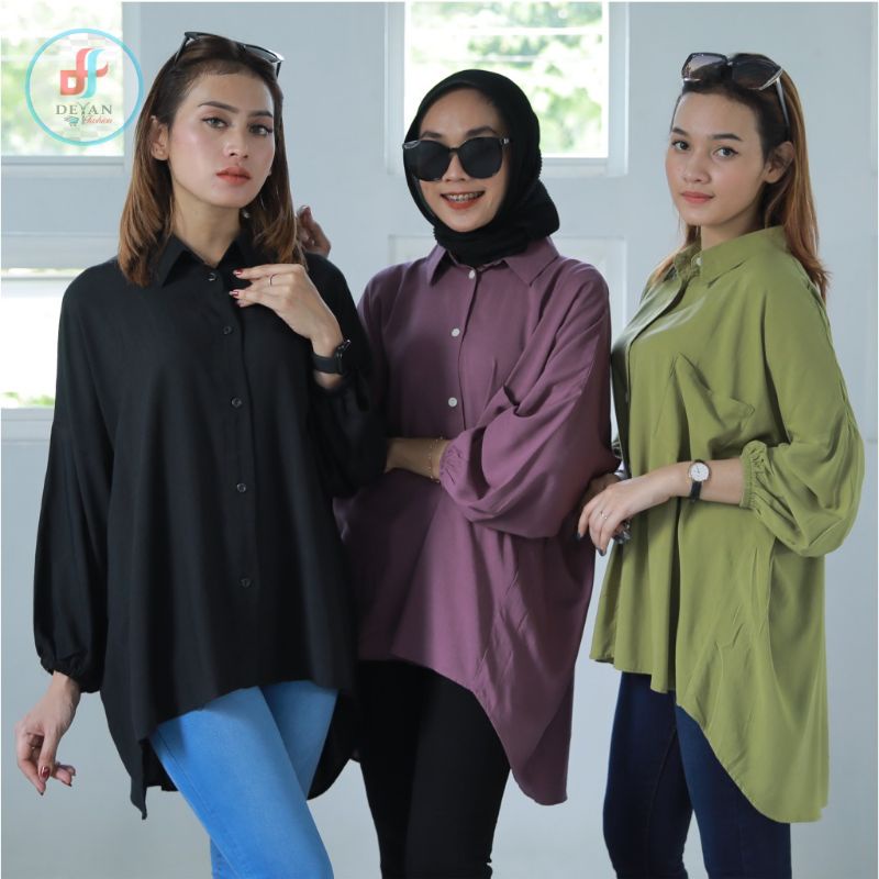 Dandles Kemeja Oversize Katun Rayon / Blouse Rayon Jumbo