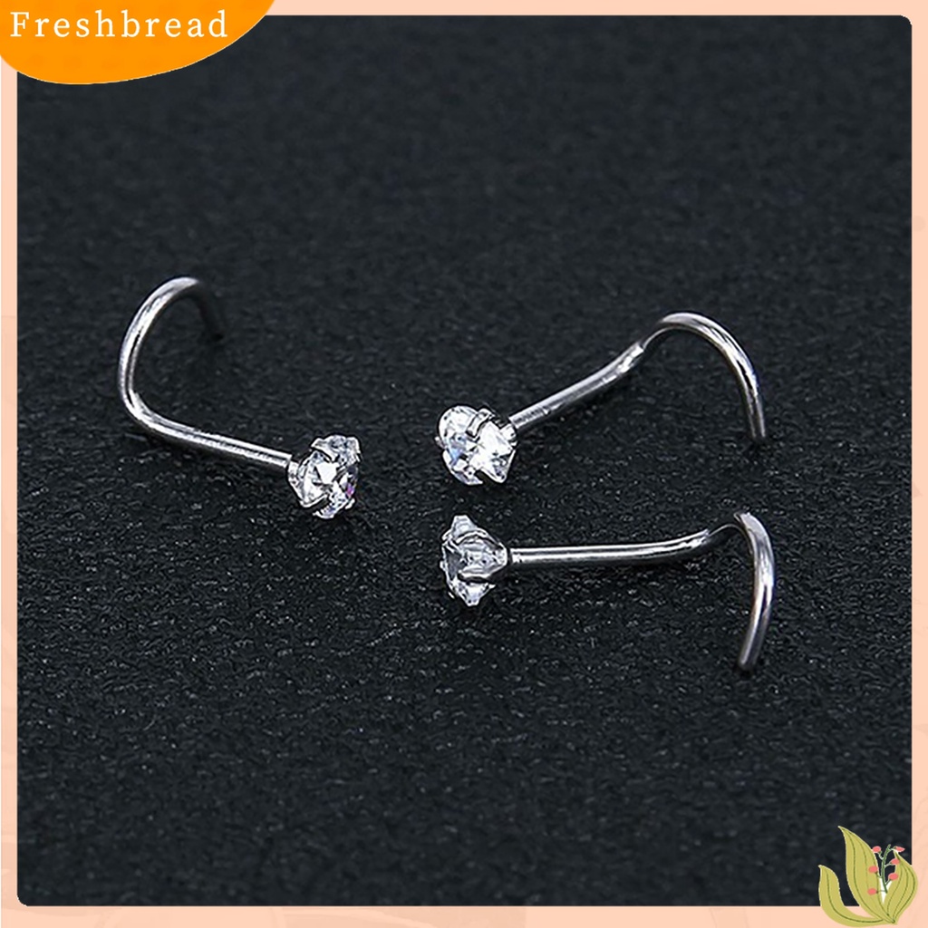 ?Fresh??3Pcs/Set Anting Tusuk Hidung Bahan Stainless Steel Medis dengan Kubik Zirkonia Warna Warni