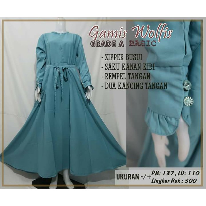 Gamis Polos Wolfis Premium