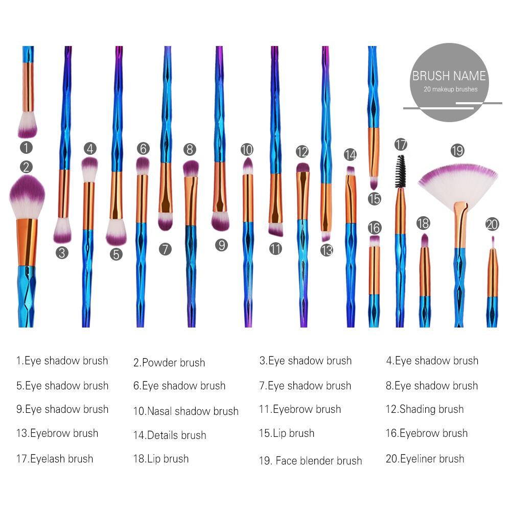 Brush Prism Set 20 Pc Brush Make Up Set Makeup Brush Set Kuas Make Up Set Brush Set