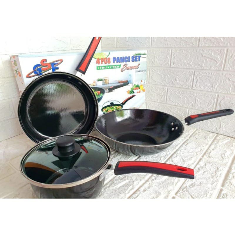 Panci set GSF set 3 enamel anti lengket