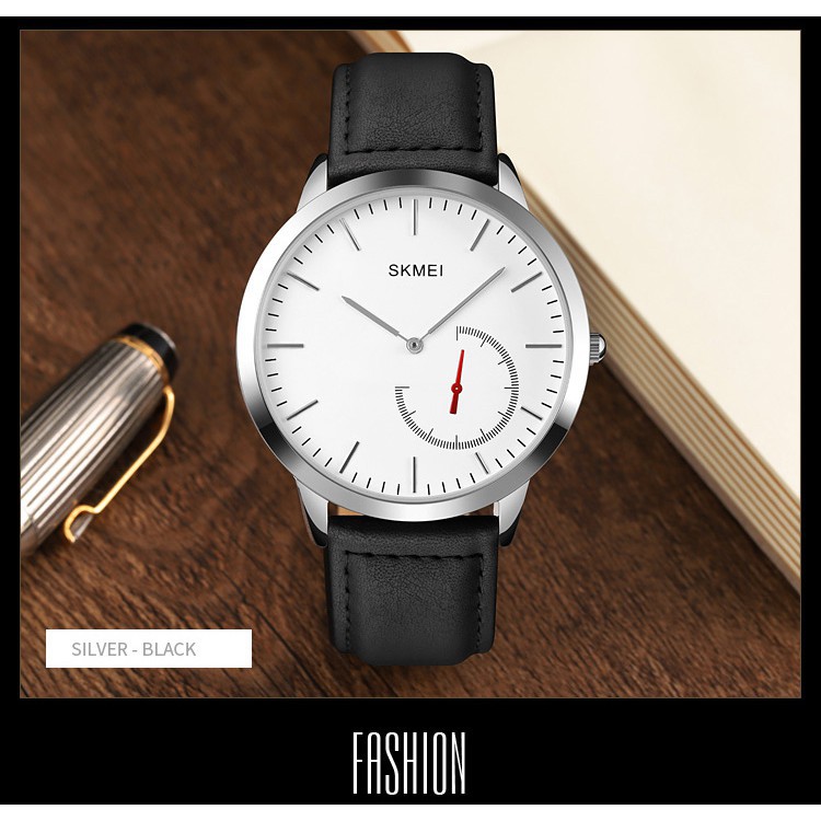 Jam Tangan Pria SKMEI 1676 Casual Mens Watches Male Luxury Leather Strap Quartz Business Watch