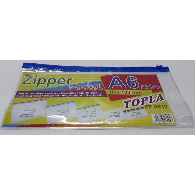 

Termurah Topla Zp-9010 Zipper Pocket A6 (Giro) | Kantong Zipper Plastik A6 Offic