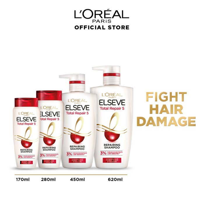 Loreal Paris Elseve Total Repair 5 Shampoo- Hair Care Rambut Rusak