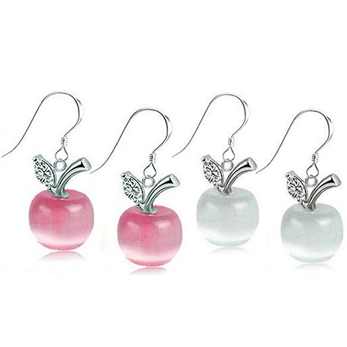 Hu Hu Hu Hu Hu Alat Bantu Pasang Kacamata♡ Anting Kait Gantung Sterling Silver 925 Desain Apel Hias Opal Zircon Untuk Wanita