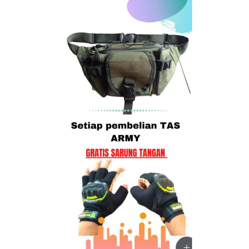 Beli 1 Gratis 1 Waistbag Army TACTICAL Original ( GRATIS ) SARUNG TANGAN(HARGA GROSIR) Tas Pinggang - Tas Slempang - Tas Loreng - Tas Military - Tas Tentara - Tas Polisi - Tas Murah - Tas Terlaris - Tas Termurah - Tas Terbaru - Tas Gowes - Tas Olahraga