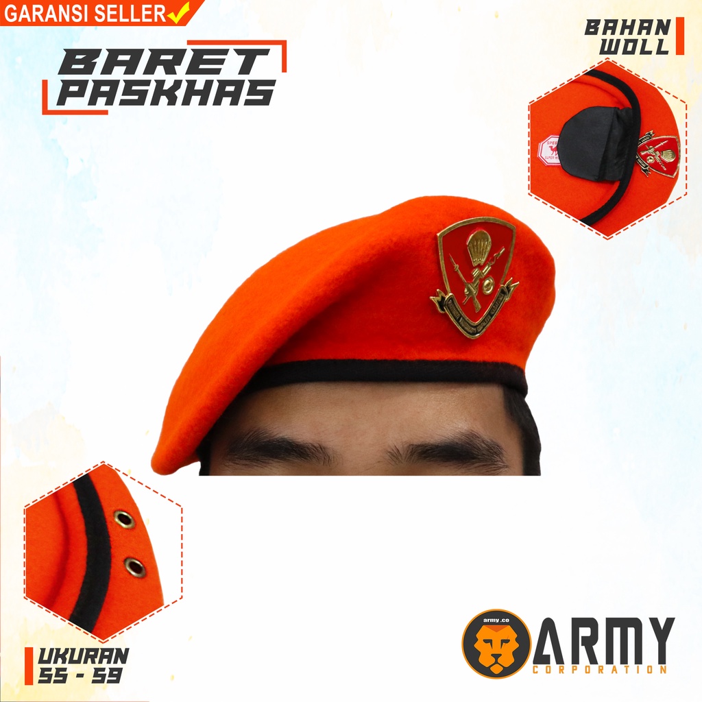 baret paskhas + emblem merk camel