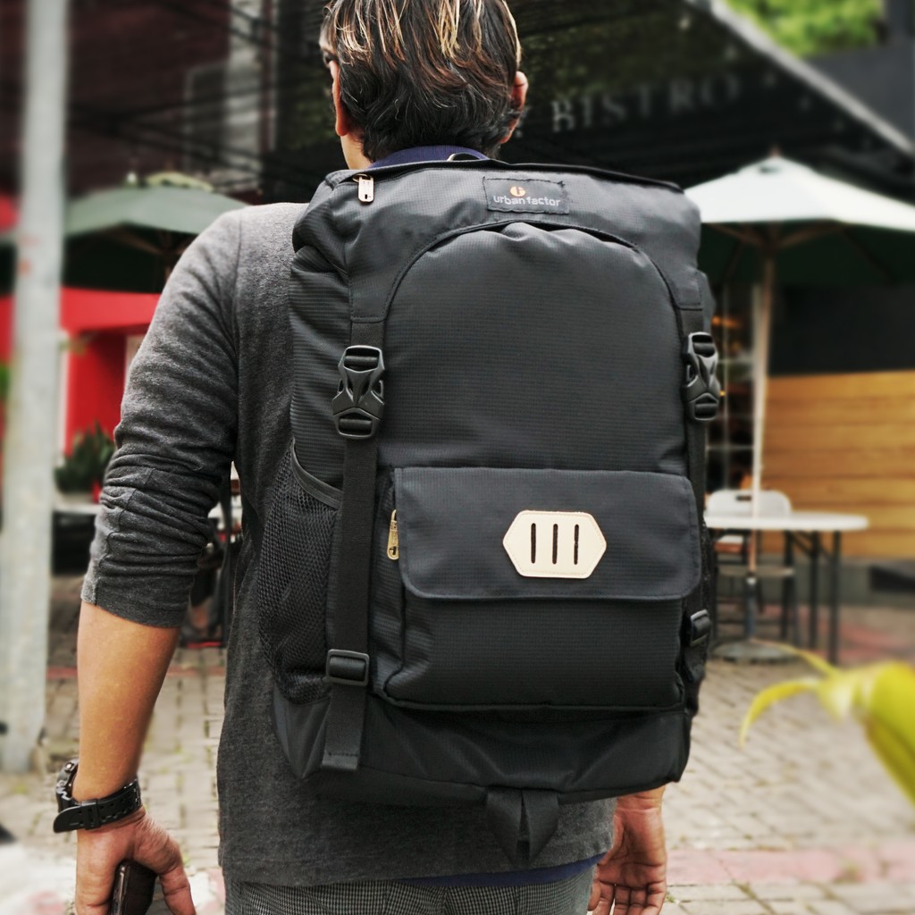 Crush Black | Tas Ransel Punggung Ori Bag Polos Pria Wanita Backpack Baru New | Urban Factor FORIND