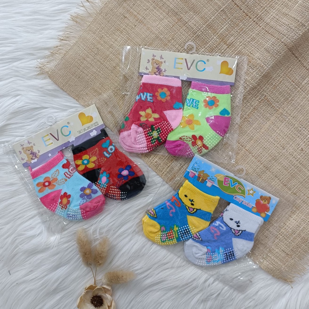 kaos kaki bayi anti slip isi 2 pasang boy / girl