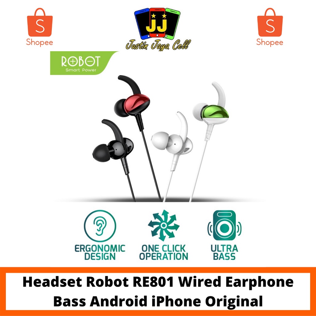 Headset Robot RE801 Wired Earphone Bass