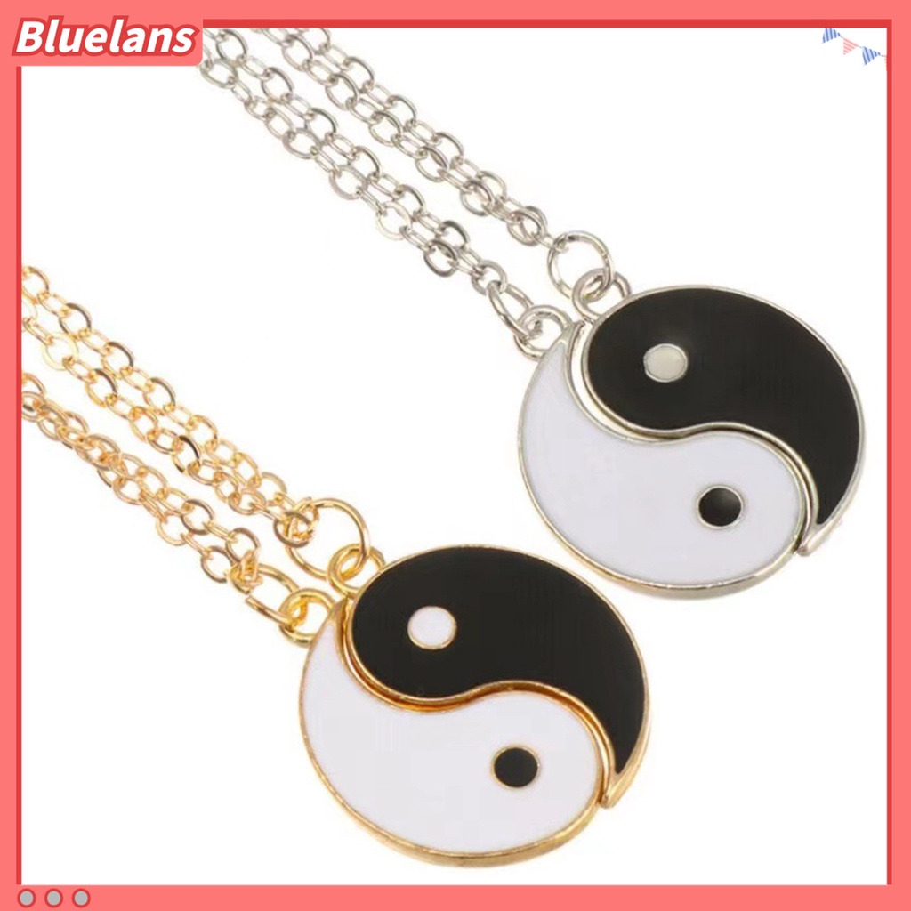1 Pasang Kalung Liontin Tai Chi Bahan Alloy Tahan Karat Untuk Unisex