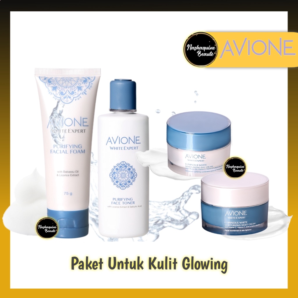 AVIONE White Expert Purifyng Face Foam Toner Cream - Paket Wajah Kulit Glowing