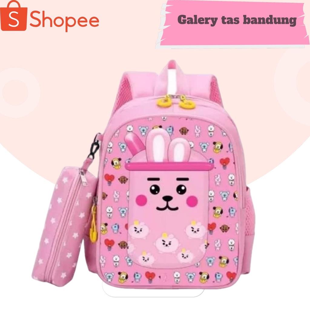 GTB Tas Ransel AnaK Sekolah TK SD Karakter Boba Free Botol Minum Kaca + bubble Wrap