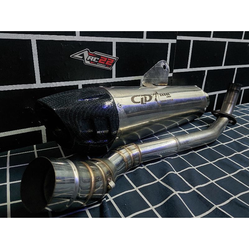 KNALPOT CLD SHARK FULLSYSTEM/SLINCER ONLY UNTUK N MAX,AEROX,PCX,VARIO,BEAT,CBR,SONIC ALL MOTOR