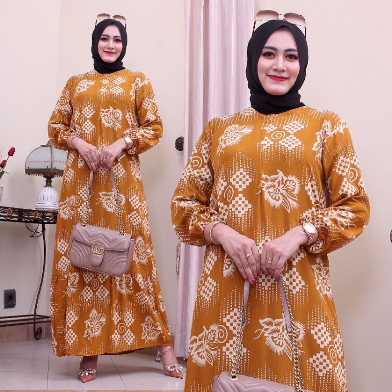 Daster Arab Motif Bunga Ketupat || Daster Lengan Panjang || Gamis SOLUNA