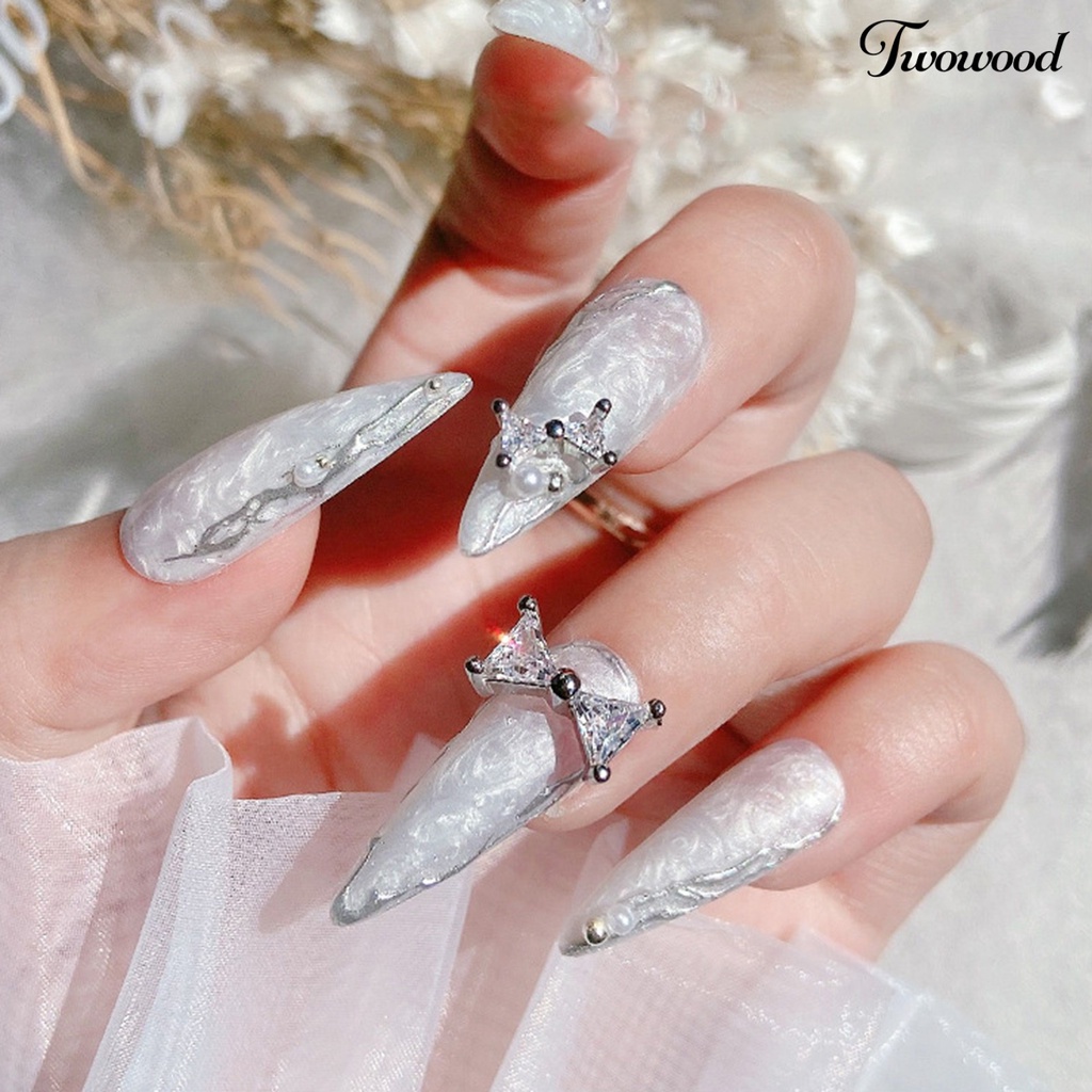 3 Pcs Nail Art Charms Cubic Zirconia Bentuk Dasi Kupu-Kupu Untuk Dekorasi Kecantikan