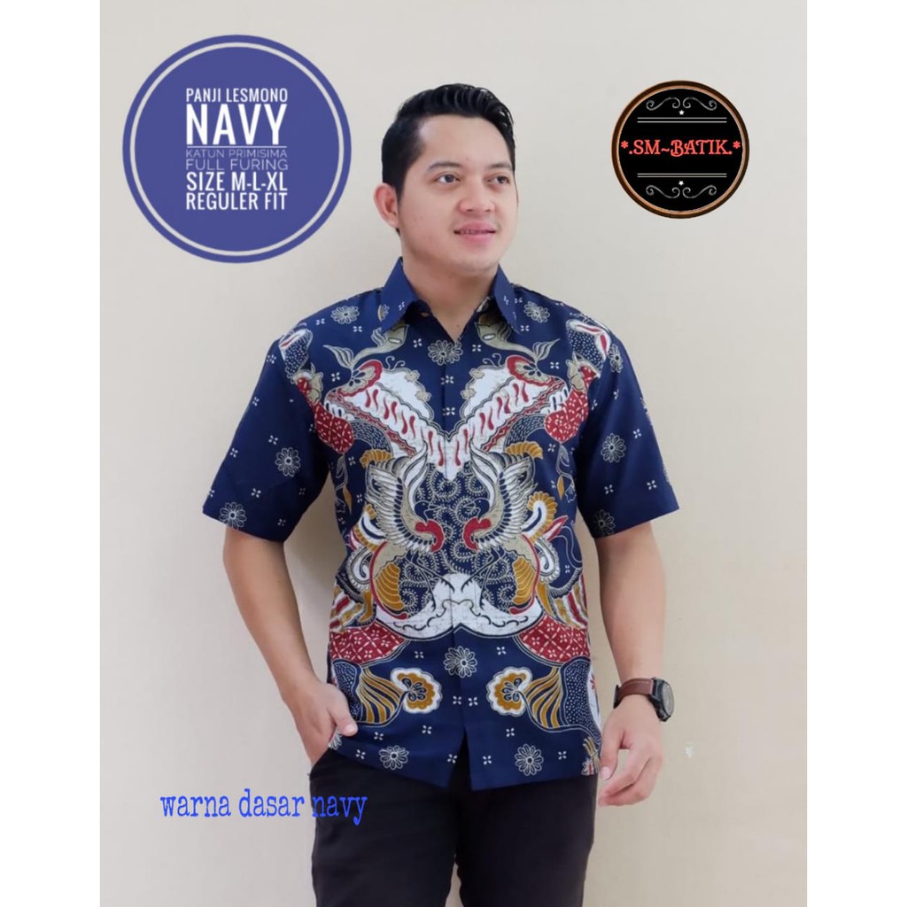 PANJI LESMONO NAVY SM BATIKSOLOAMANAH KEMEJA BAJU BATIK PRIA SOLO LENGAN PENDEK PANJANG LAPIS FURING ATASAN BATIK PREMIUM MODERN KATUN HALUS KAWUNG GEDHE KLABANG IRENG WISAKA KUNING KLABANG ABANG CANDRAGUNA ADIDHARMA HARDINOTO BRATAJAYA SAUJANA PARANG