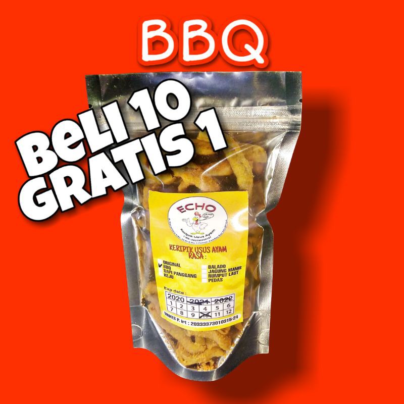 

KERIPIK USUS ECHO BEST SELLER _ KRIPIK USUS AYAM 100gr RASA BBQ