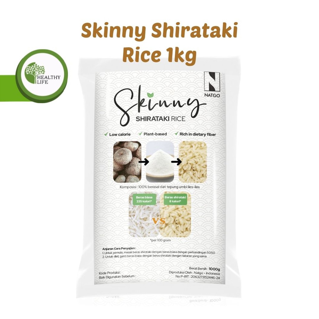 

Natgo Skinny Shirataki Rice 1kg / Beras Skinny / Beras Porang Skinny Konjac Cocok Untuk Diet