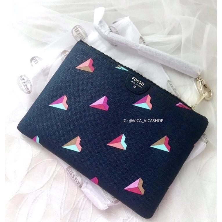 Fossil Wristlet Navy Heart - Pouch Dompet