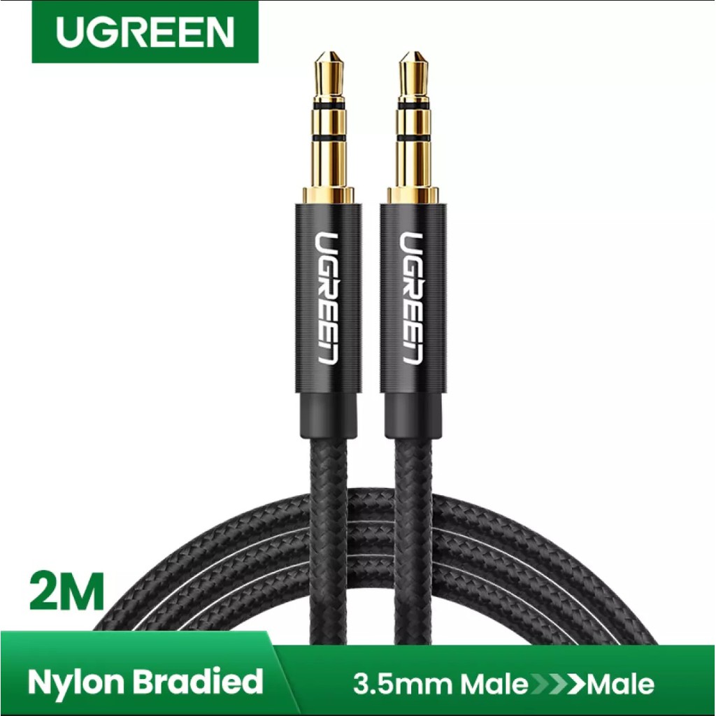 Ugreen Kabel Nylon Braided Audio Jack 3.5mm Extension 100cm Kabel Aux Male to Male 3.5mm Tali Sepatu