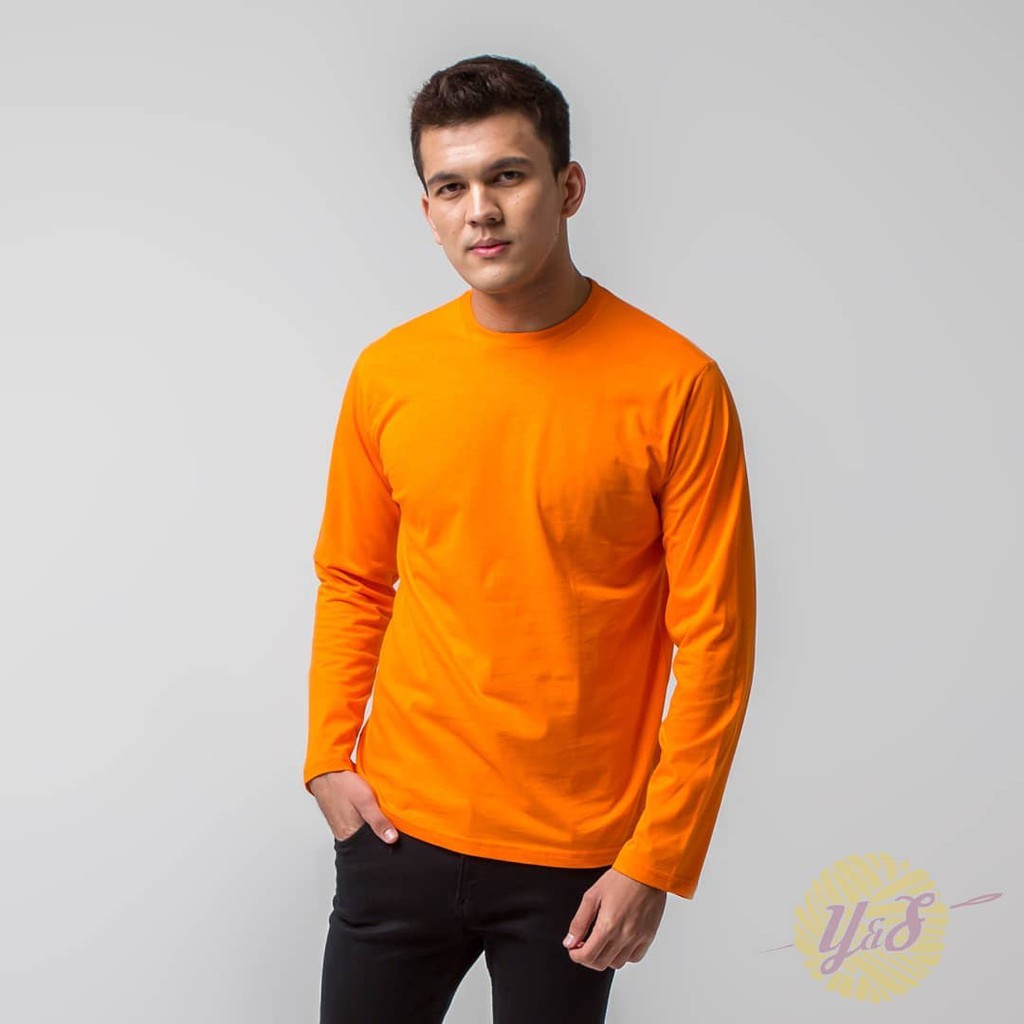  Kaos  Polos  Lengan Panjang Orange Ringspun Cotton 30s Yarn 