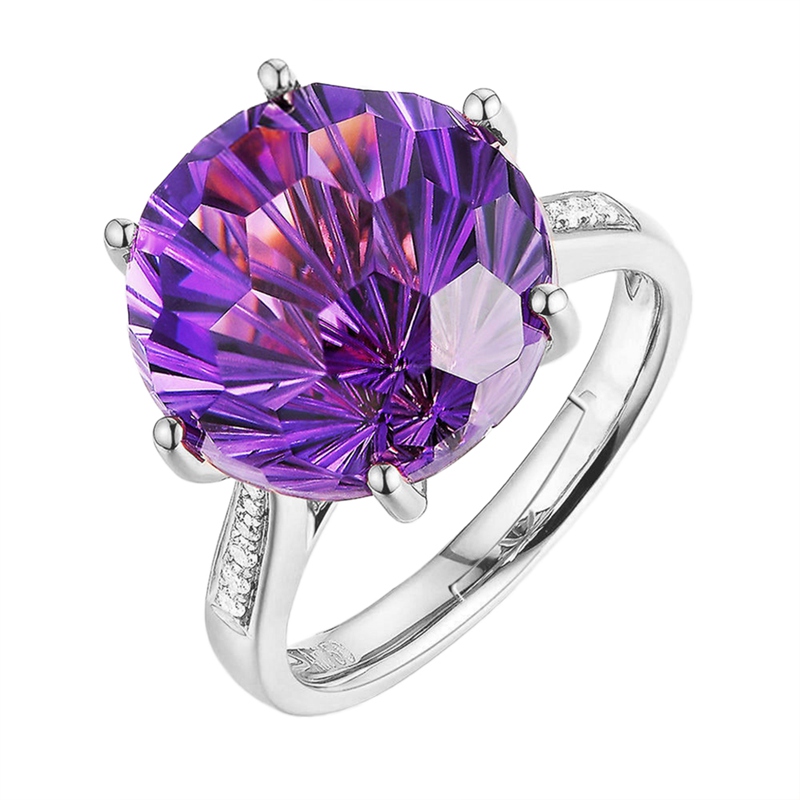 Set With Natural Amethyst Zircon Ring Ladies Fashion Wedding Ring Engagement Ring