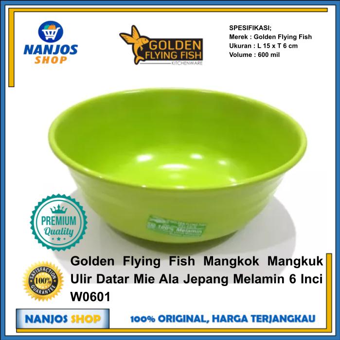 Golden Mangkok Mangkuk Ulir Datar Mie Ala Jepang Melamin 6 Inci W0601