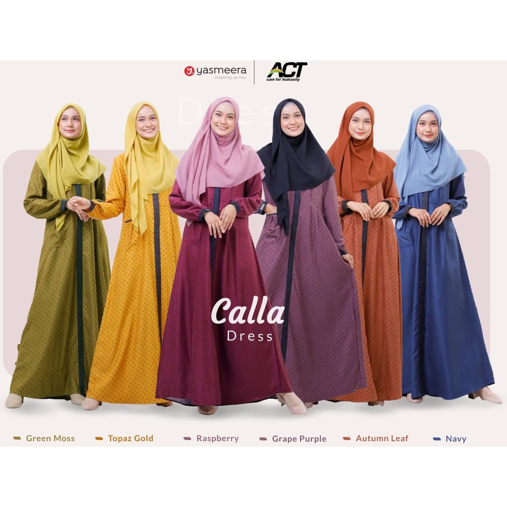 GAMIS ONLY YASMEERA ORIGINAL CALLA DRESS AUTUMN LEAF PURPLE GREEN NAVY RASBERRY GOLD GAMIS YASMEERA 