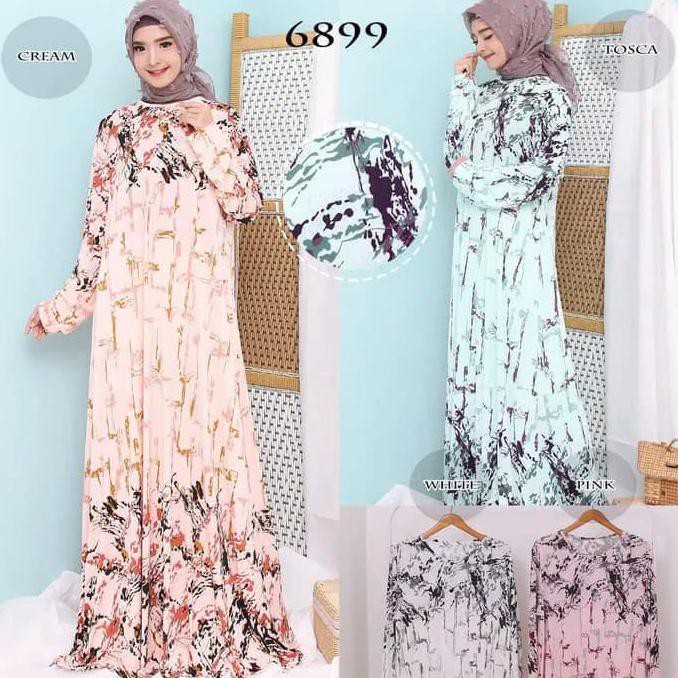 Termurah - Baju Gamis Dewasa Baju Gamis Jumbo 4L Baju Muslim Terbaru Jersey 6899 - Putih, Xxl -
