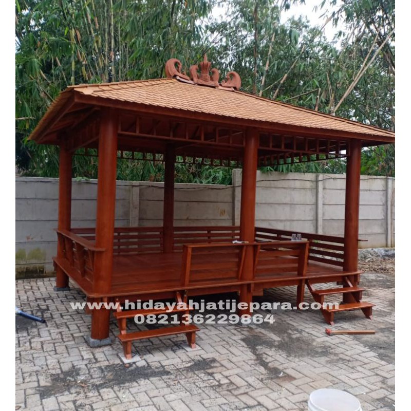 gazebo kayu kelapa ukuran 4 x 3 meter